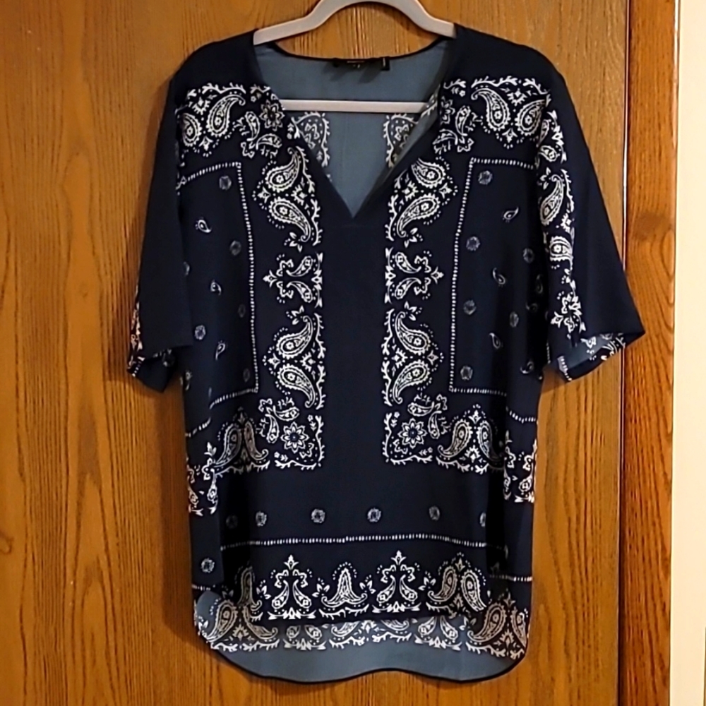 Theory Antazie Pure Silk Bandana Paisley Top